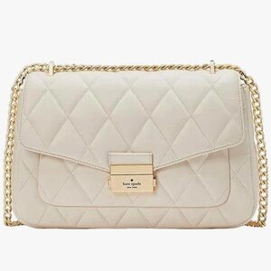 Kate Spade New York Womens Carey Smooth Leather Medium Flap Quilted Shoulder Bag